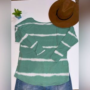 Boat Neck Striped Teal Shirt